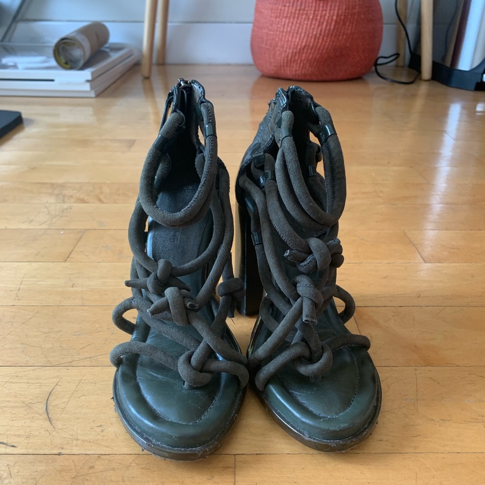 Alexander Wang Tempest knot heels olive green 36